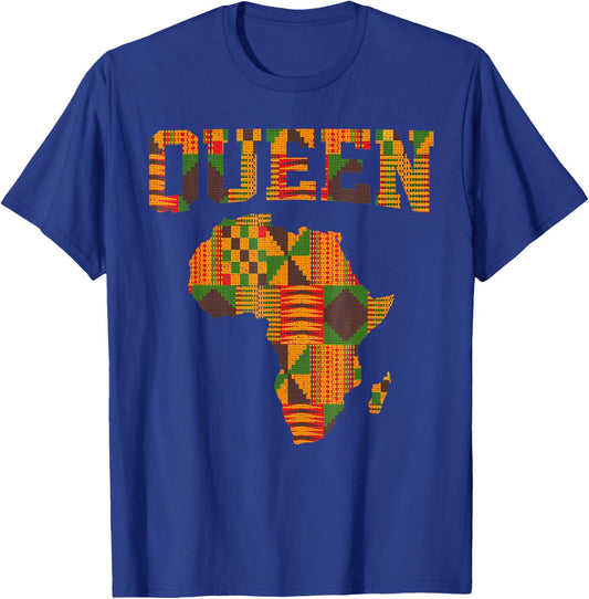 African Queen Art Girls Kente Cloth African Print T-Shirt - T-Shirt | Royal