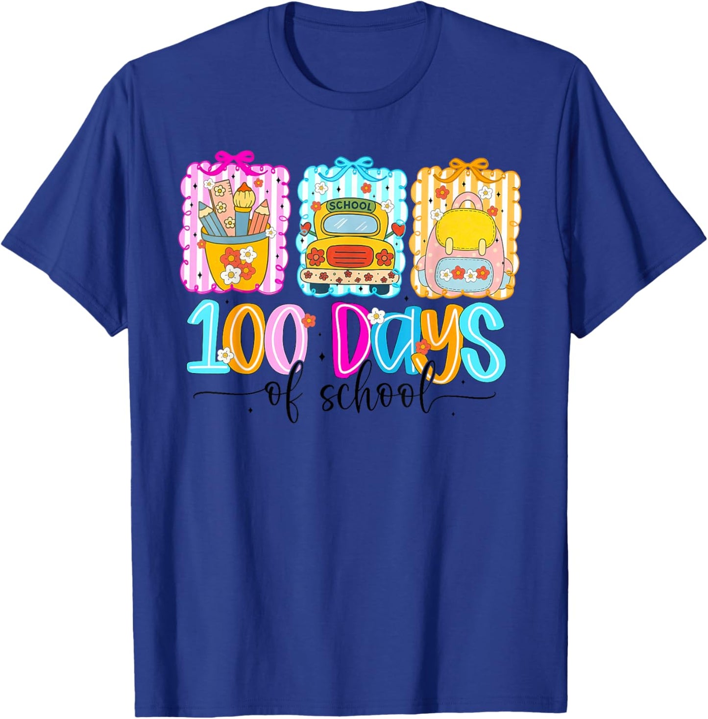 100th Day of School 100 Days Teacher Coquette Bow Girl Women T-Shirt - T-Shirt | Royal