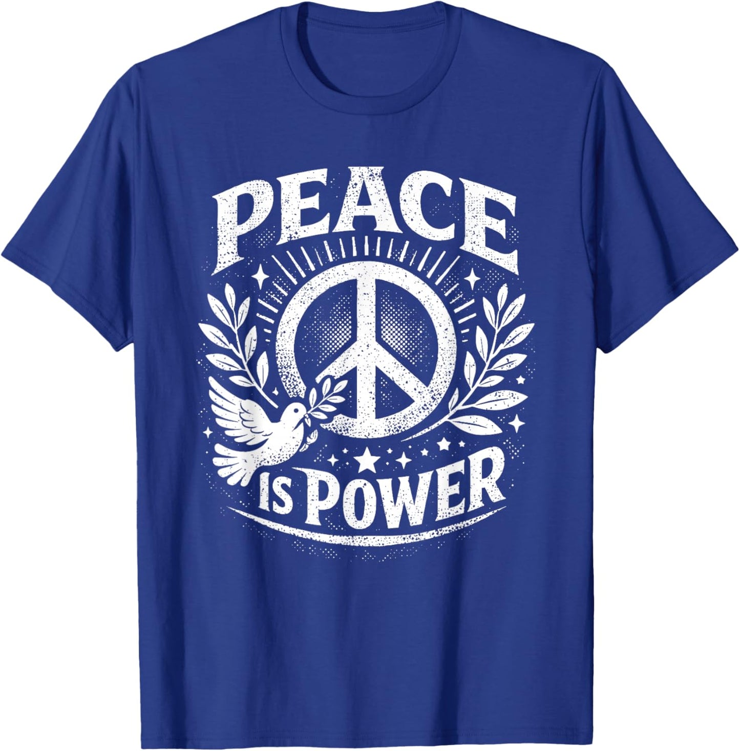 Peace is Power Retro Dove Laurel Peace Sign Unity Love Art T-Shirt - T-Shirt | Royal