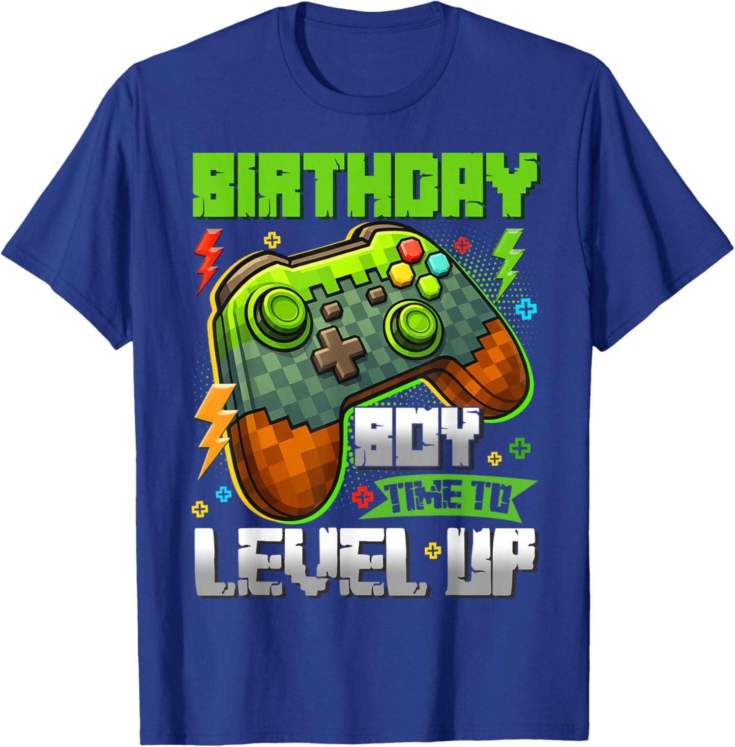 Birthday Boy Time to Level Up Game Pixel Birthday Gamer Kids T-Shirt - T-Shirt | Royal