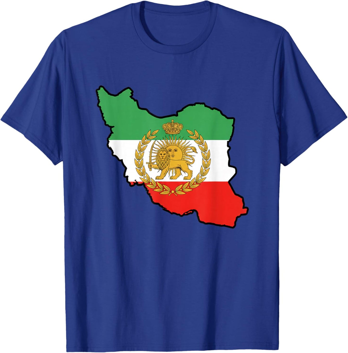 Iran Map with Lion and Sun Emblem Iranian Flag Heritage T-Shirt - T-Shirt | Royal