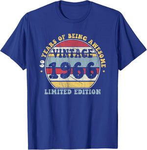 Vintage 1966 Limited Edition 60th Birthday Gifts 60Year Old T-Shirt - T-Shirt | Royal