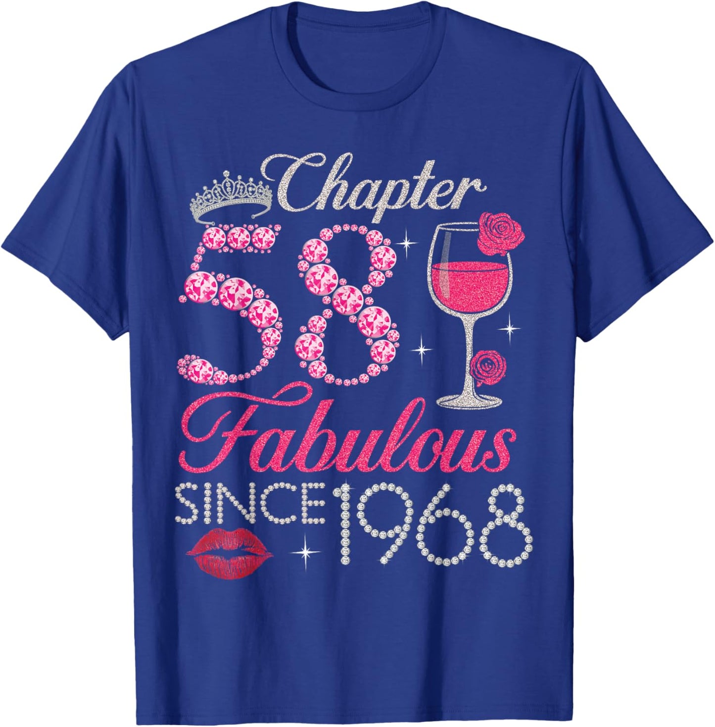 Vintage Chapter 58 Fabulous Since 1968 Birthday Gifts T-Shirt - T-Shirt | Royal
