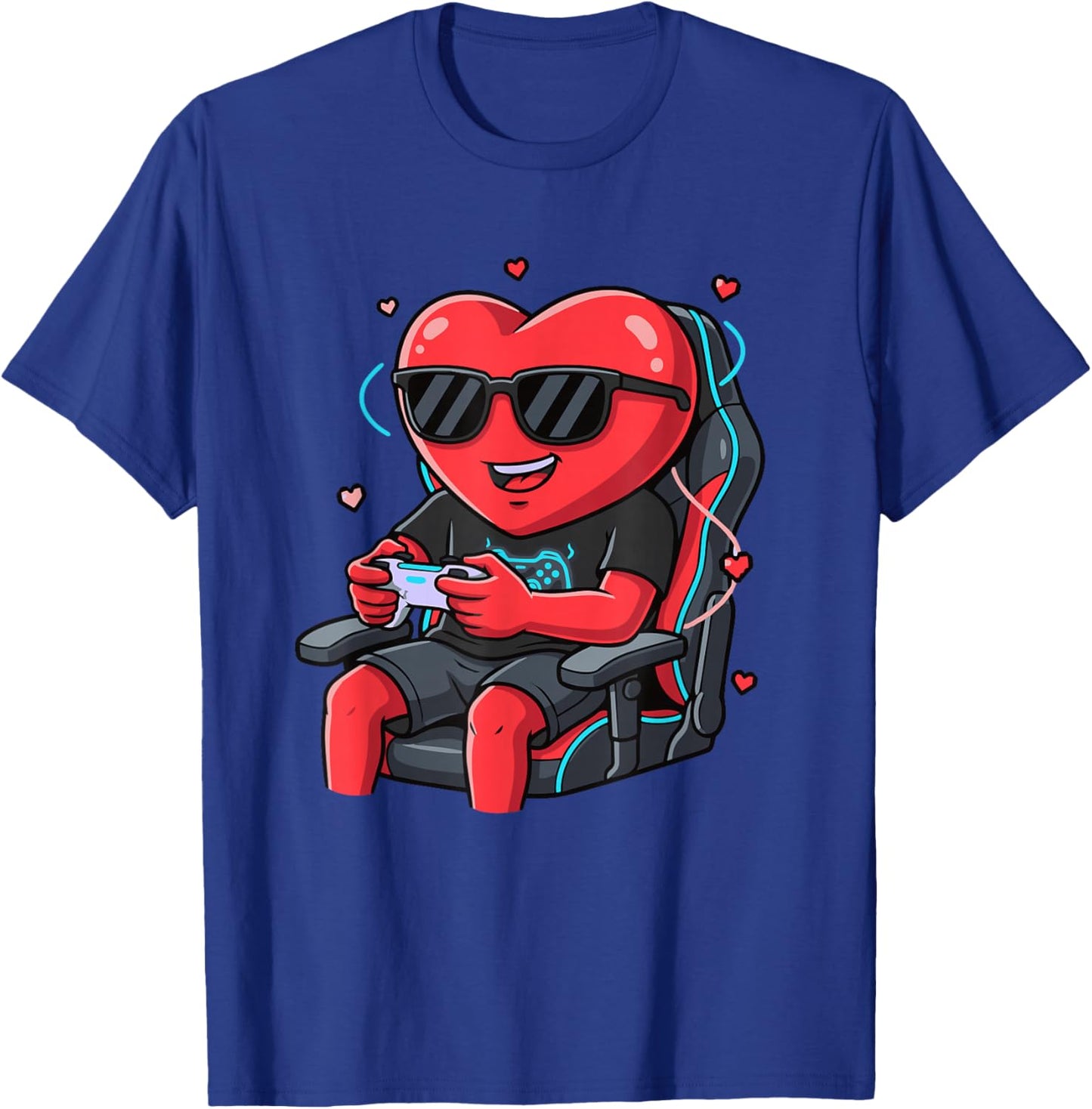 Valentine Gamer Funny Heart Video Gaming T-Shirt - T-Shirt | Royal