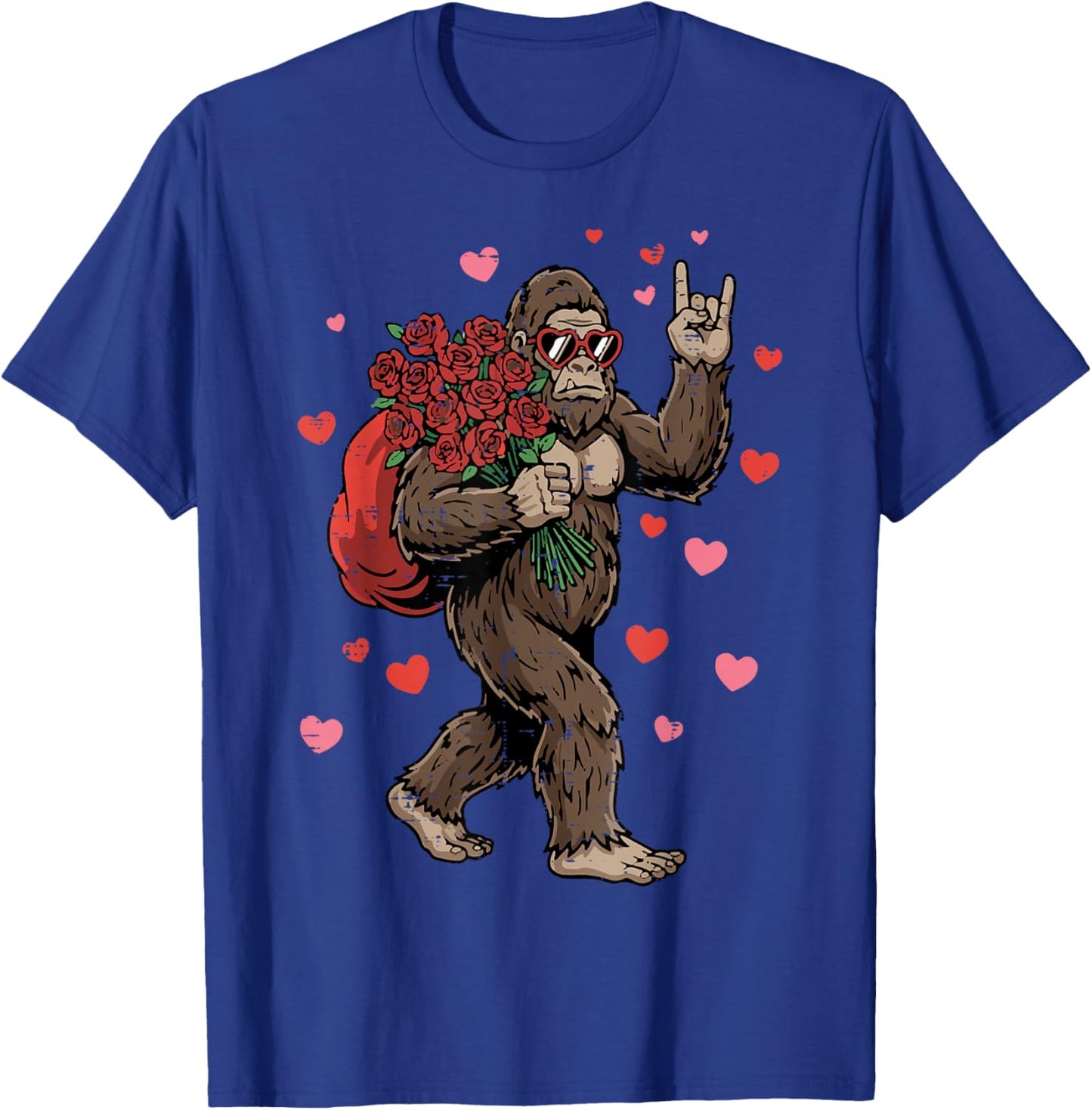 Bigfoot Valentine Sasquatch Valentines Day Men Women Kids T-Shirt - T-Shirt | Royal