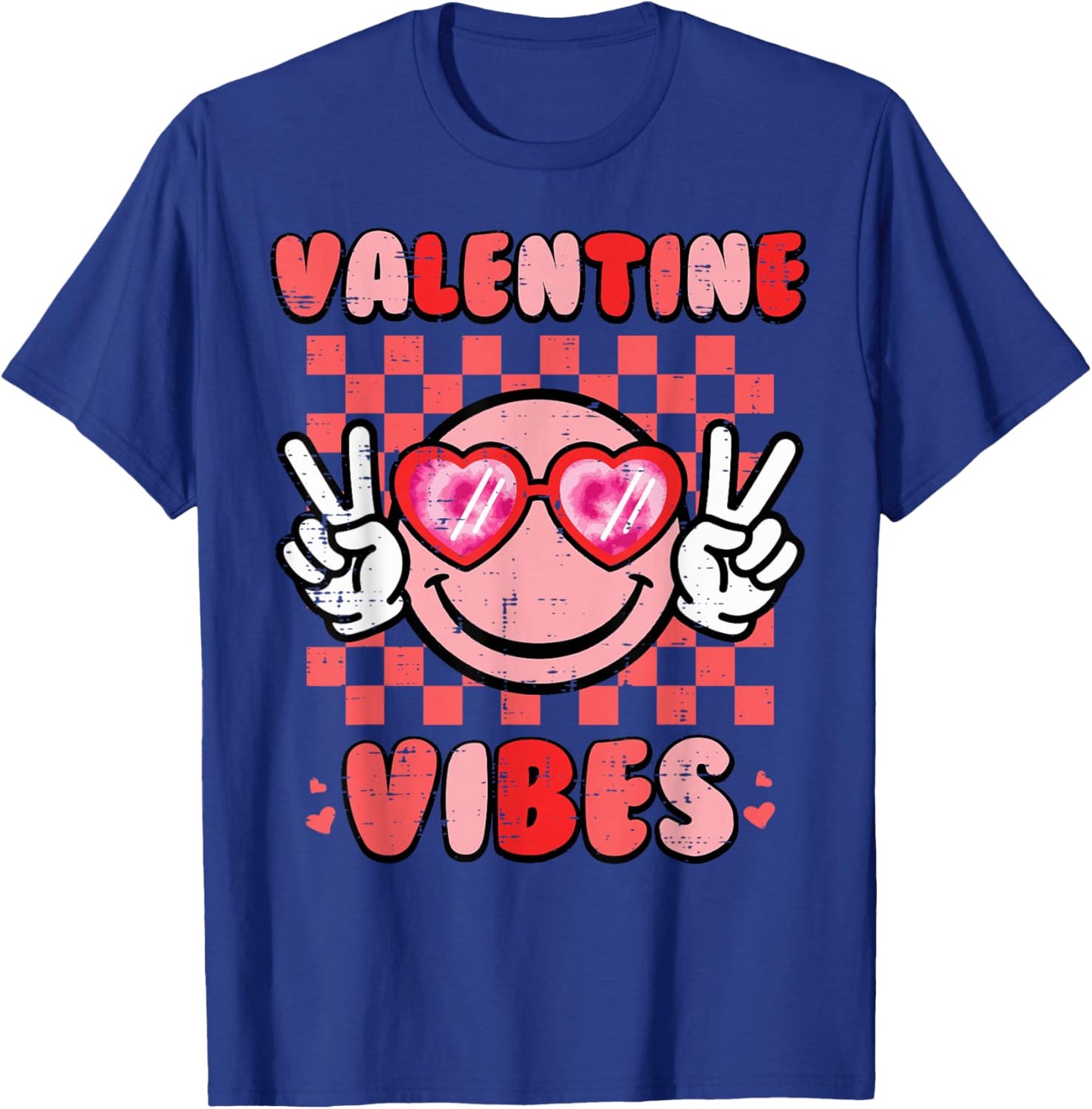 Valentine Vibes Happy Face Valentines Day Men Women Kids T-Shirt - T-Shirt | Royal