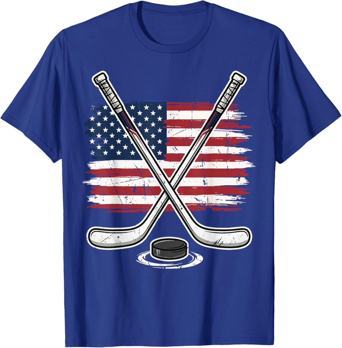 Ice Hockey USA Flag T-Shirt - T-Shirt | Royal