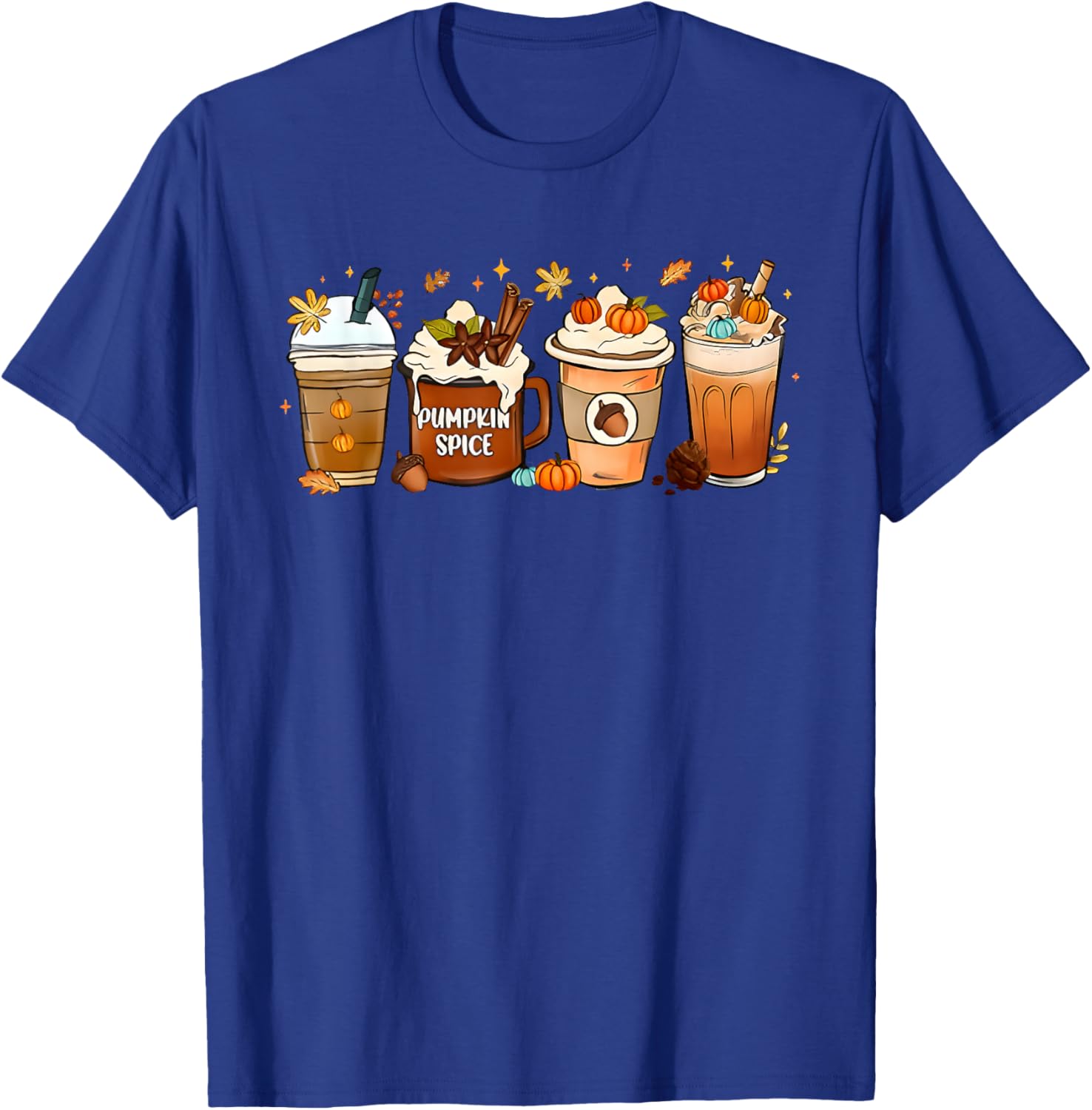 Fall Coffee Pumpkin Spice Latte Iced Autumn T-Shirt - T-Shirt | Royal