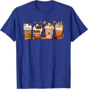 Fall Coffee Pumpkin Spice Latte Iced Autumn T-Shirt - T-Shirt | Royal