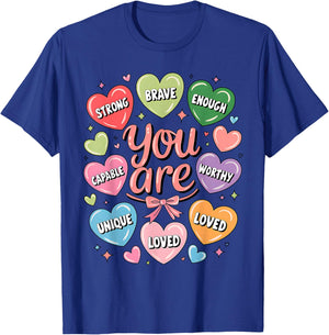 Positive Affirmations You are Strong Brave Worthy Loved T-Shirt - T-Shirt | Royal