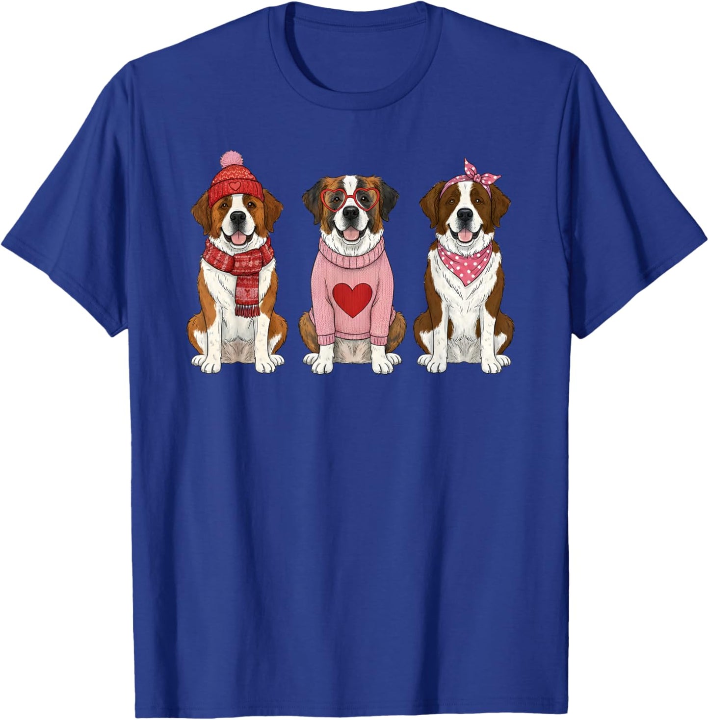 Cute Saint Bernard Valentine Dog T-Shirt - T-Shirt | Royal