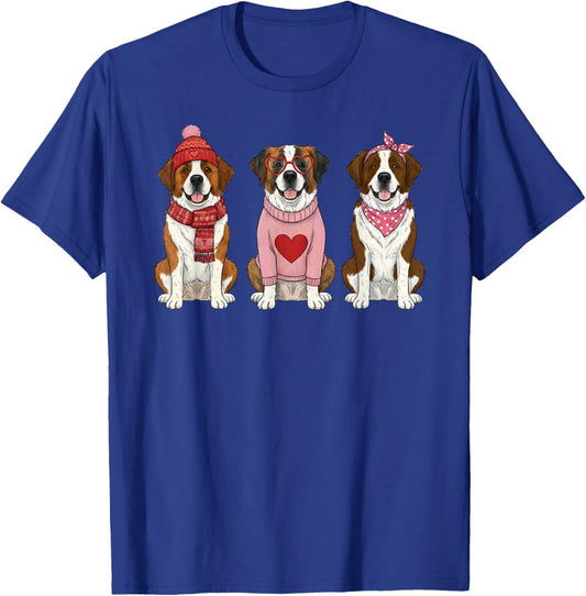 Cute Saint Bernard Valentine Dog T-Shirt - T-Shirt | Royal