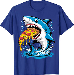 Pizza Eating Shark Kids Boys Food Lovers Jawsome T-Shirt - T-Shirt | Royal