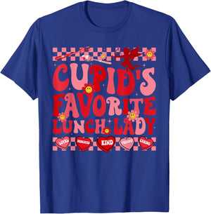 Cupid's Favorite Lunch Lady Hearts Happy Valentines T-Shirt - T-Shirt | Royal