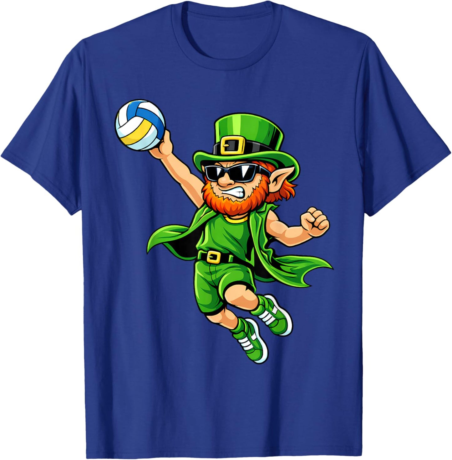 Volleyball St Patricks Day Boys Kids Sport Green Leprechaun T-Shirt - T-Shirt | Royal