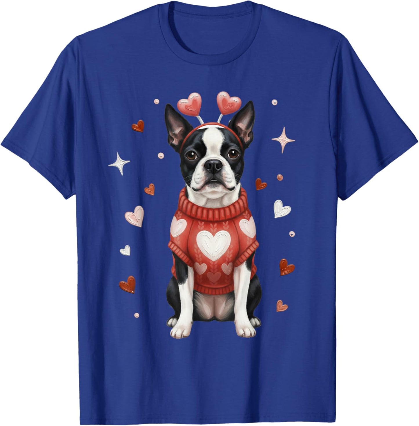 Cute Boston Terrier Valentine Heart Valentines Day T-Shirt - T-Shirt | Royal