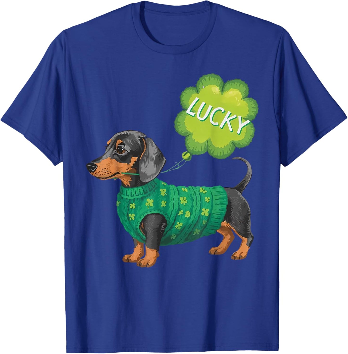 Dachshund Dog Lover Shamrock St Patricks Day Lucky Clovers T-Shirt - T-Shirt | Royal