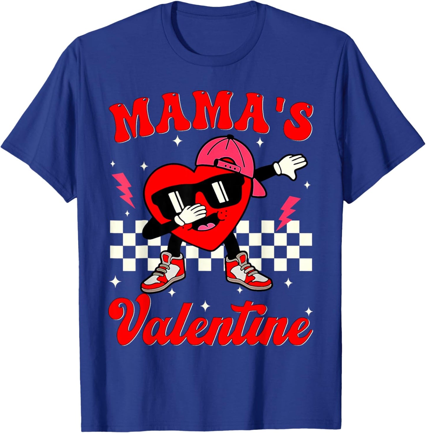 Retro Groovy Mama is My Valentine Cute Heart Boys Girls Kids T-Shirt - T-Shirt | Royal