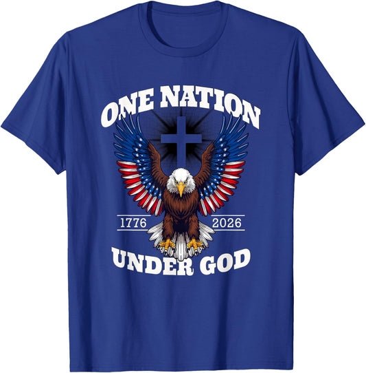 One Nation Under God Patriotic Eagle Design T-Shirt - T-Shirt | Royal