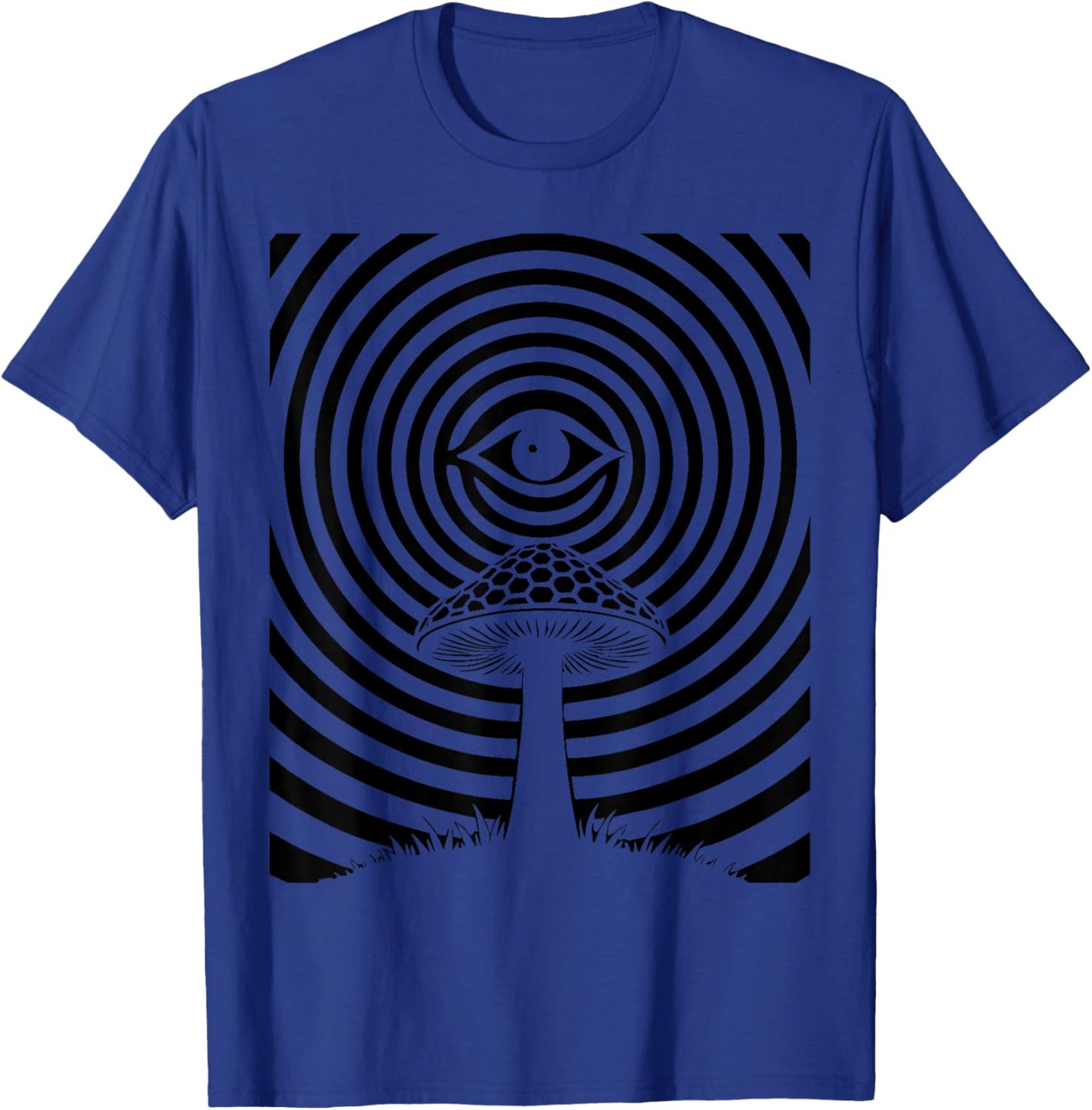 Psychedelic Mushroom Eye Trippy Concentric Illusion Graphic T-Shirt - T-Shirt | Royal