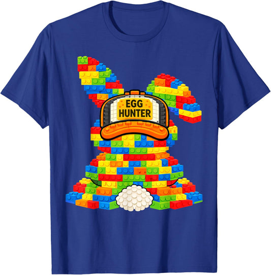 Funny Bunny Egg Hunter Block Building Gift Boy Kid Girl T-Shirt - T-Shirt | Royal