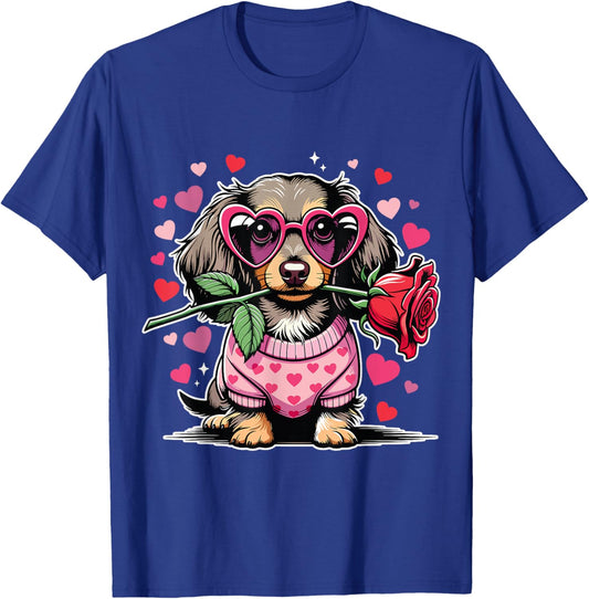 Cute Dachshund Valentines Day Dog Valentine Lover T-Shirt - T-Shirt | Royal
