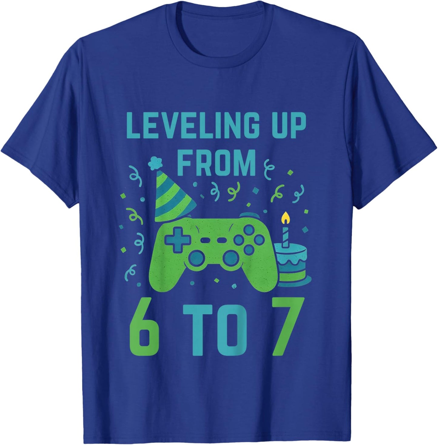 Leveling-Up from 6 to 7 Kids Gaming 7th Birthday T-Shirt - T-Shirt | Royal