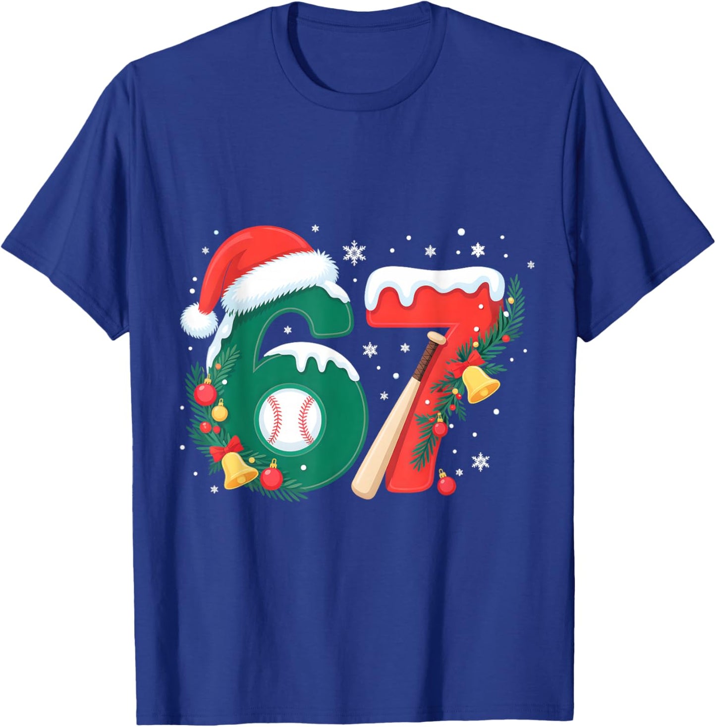 67 Christmas Baseball 6 7 Meme Boys Six Seven Christmas Kids T-Shirt - T-Shirt | Royal