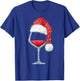 Red Wine Glass Christmas Santa Hat Holiday Party T-Shirt - T-Shirt | Royal