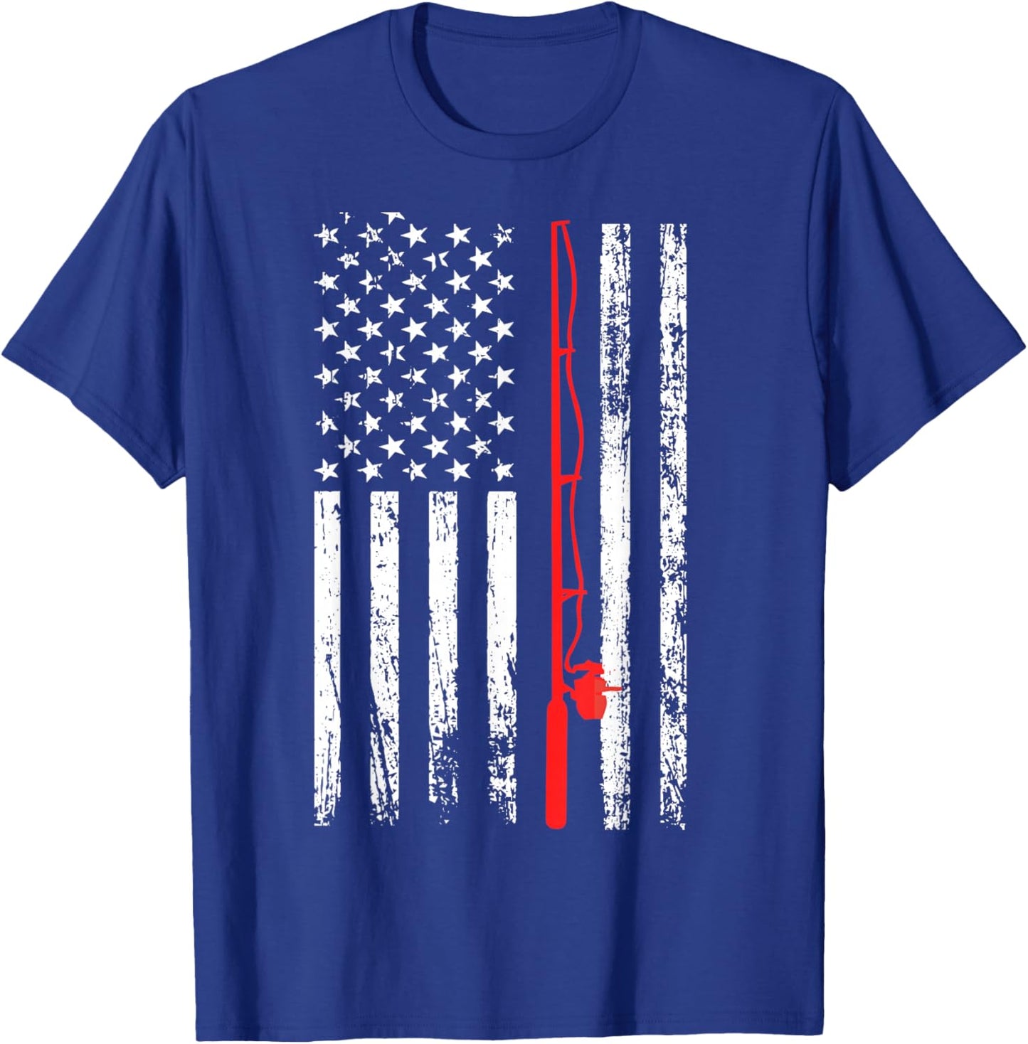 Men's American Flag Fishing Lovers Fishing Dad T-Shirt - T-Shirt | Royal