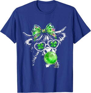 Coquette Highland Cow St Patrick’s Day Lucky Irish Cow Lover T-Shirt - T-Shirt | Royal