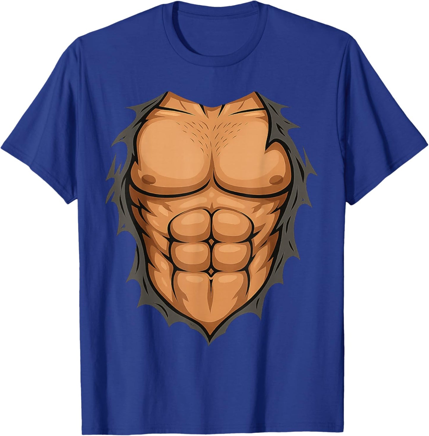 Ripped Abs Costume - Funny Lazy Halloween Muscle Chest T-Shirt - T-Shirt | Royal