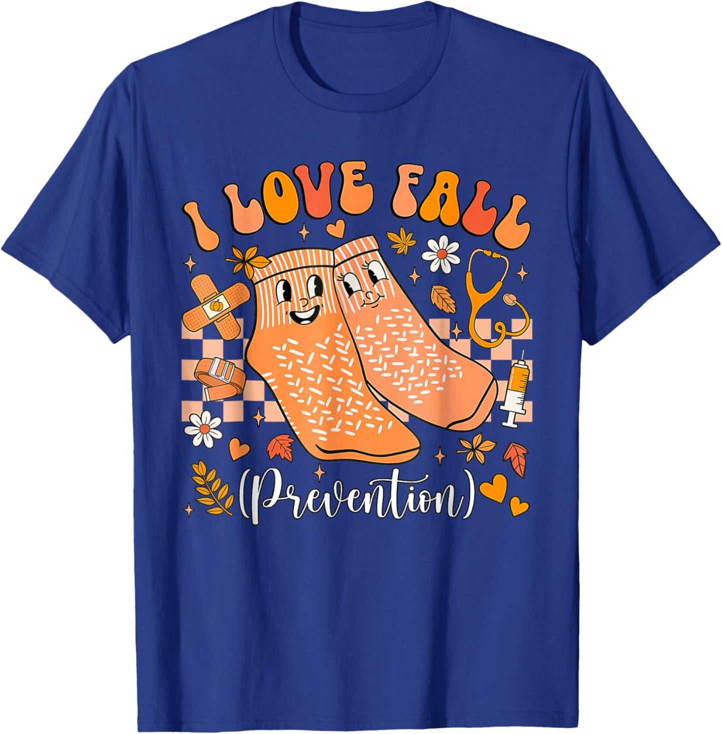 Retro I Love Fall Prevention Autumn Nurse & Physical Therapy T-Shirt - T-Shirt | Royal