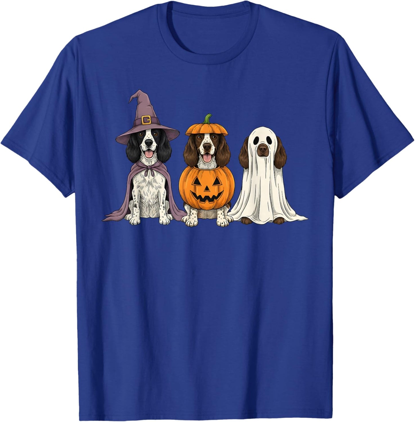 Spooky Ghost English Springer Spaniel Pumpkin Halloween T-Shirt - T-Shirt | Royal