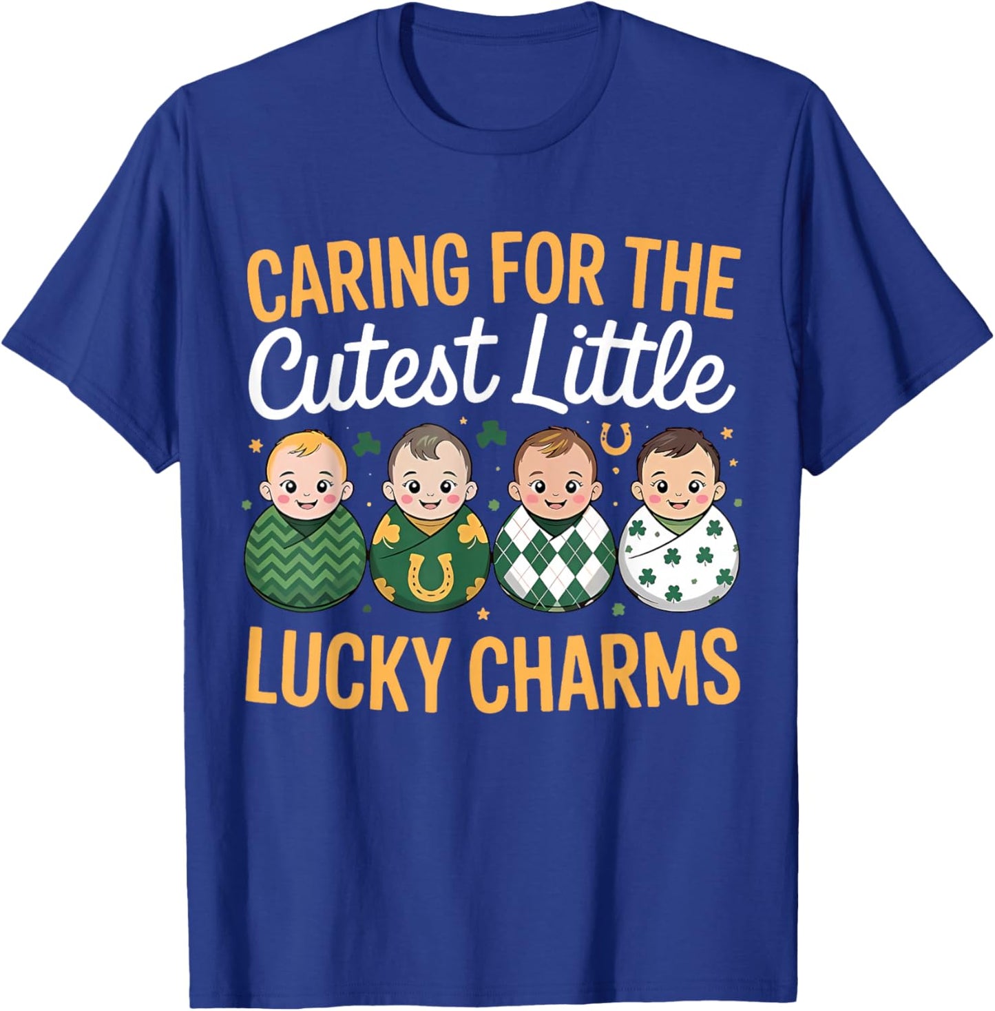 Caring for The Cutest Lucky Charm Shamrock St Patricks Day T-Shirt - T-Shirt | Royal