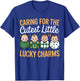 Caring for The Cutest Lucky Charm Shamrock St Patricks Day T-Shirt - T-Shirt | Royal