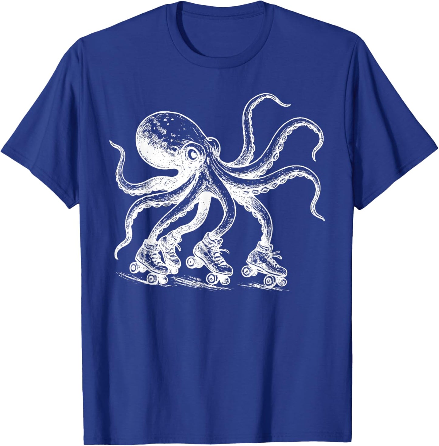 Vintage Octopus Skating Roller Skates Funny Sport Lover T-Shirt - T-Shirt | Royal