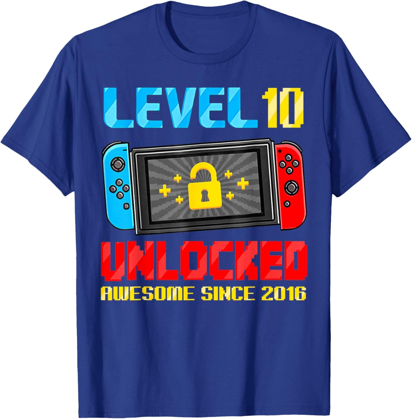 10th Birthday Boy Level 10 Gamer 10 Year Video Game Party T-Shirt - T-Shirt | Royal