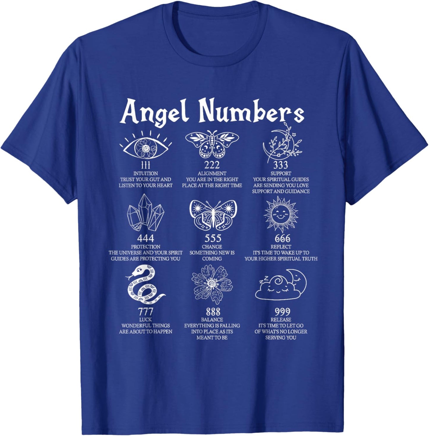 ngel Numbers Numerology Celestial Spiritual Divination T-Shirt - T-Shirt | Royal