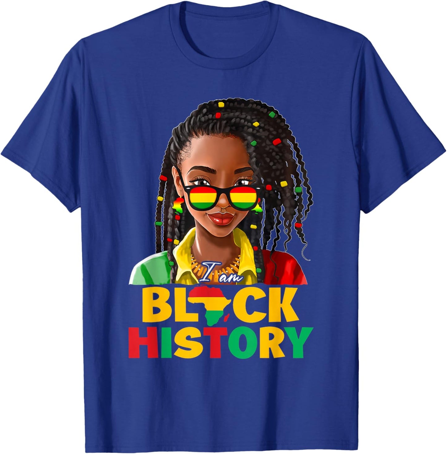 I Am Black History Women Girl Black History Month Juneteenth T-Shirt - T-Shirt | Royal