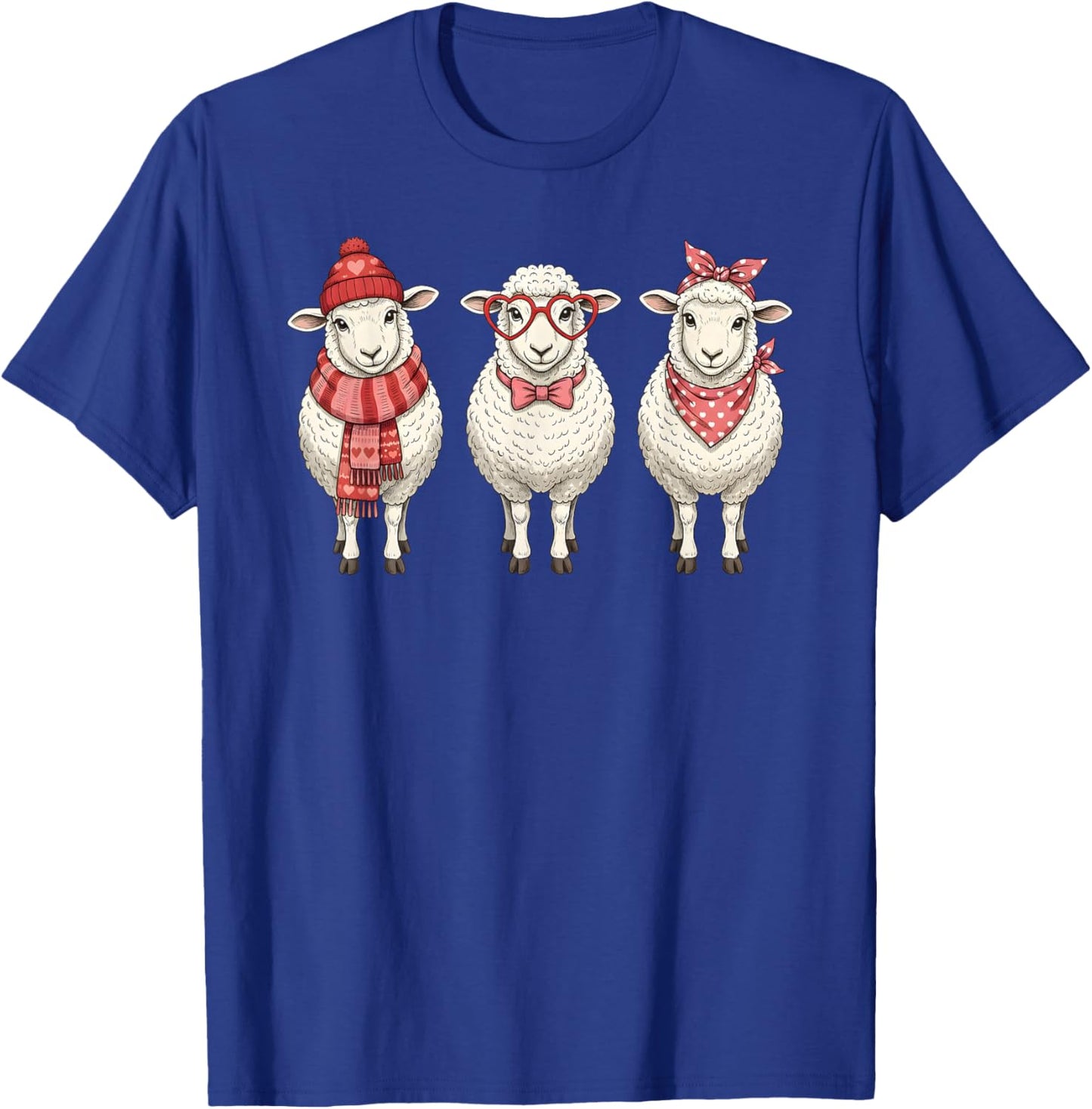 Retro Sheep Cute Valentine Farm Animal T-Shirt - T-Shirt | Royal