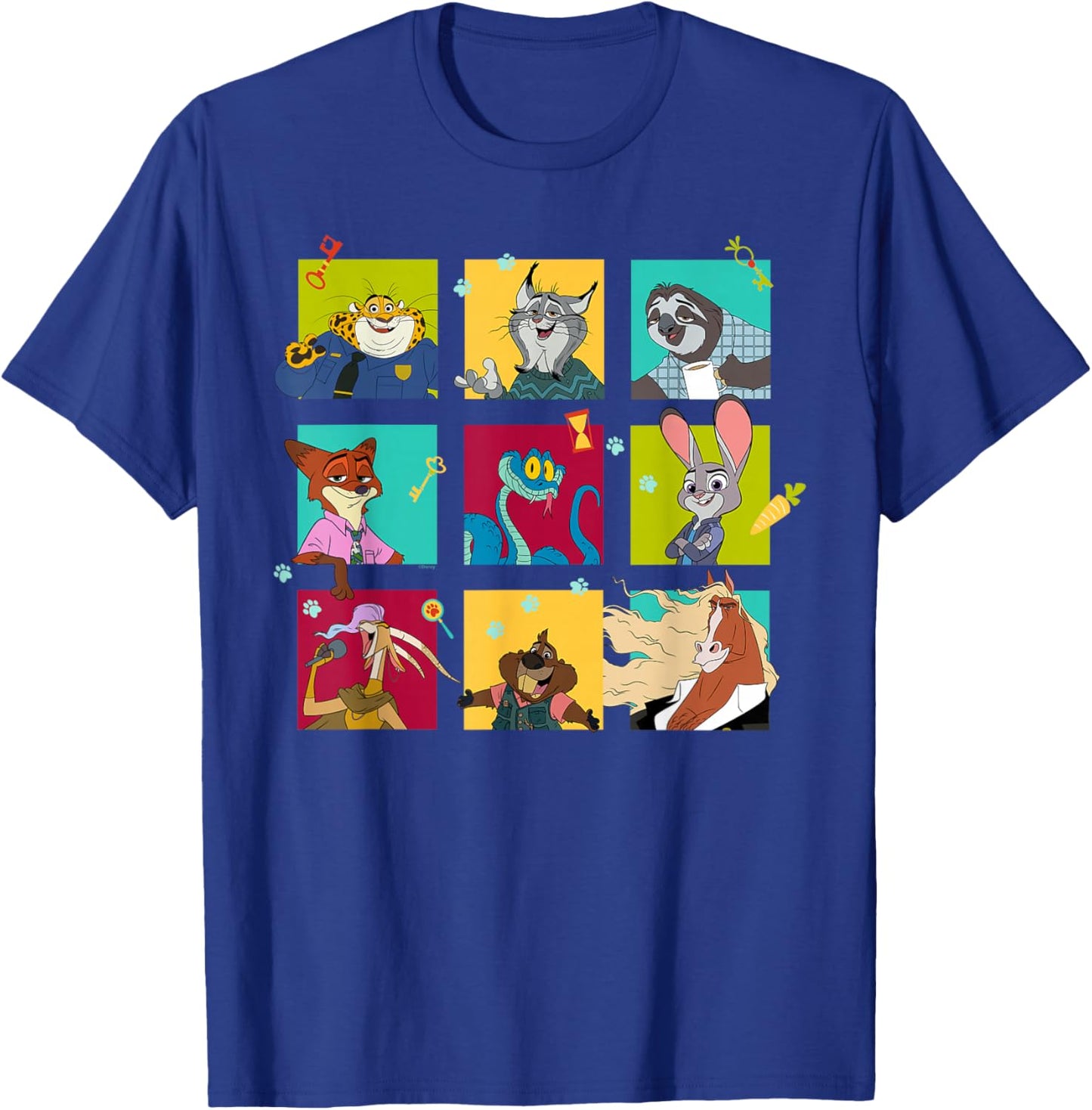 Disney Zootopia 2 Illustrated Characters Grid T-Shirt - T-Shirt | Royal