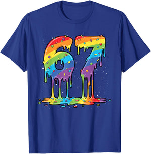 Funny 67 Meme Colorful Drip Men Women LGBT Rainbow T-Shirt - T-Shirt | Royal