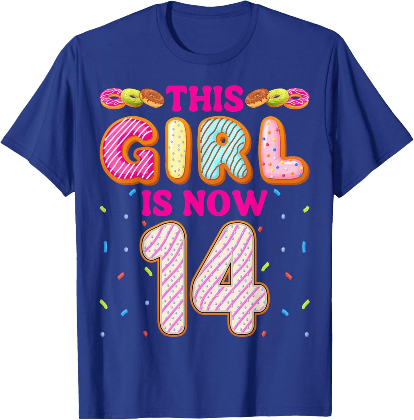 14th Birthday Doughnut Donut Lover This Girl is Now 14 T-Shirt - T-Shirt | Royal