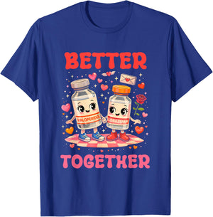 Valentine Better Together Nurse Pink Bow RN PCT CNA Nurse T-Shirt - T-Shirt | Royal