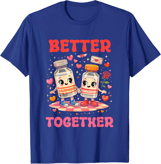 Valentine Better Together Nurse Pink Bow RN PCT CNA Nurse T-Shirt - T-Shirt | Royal