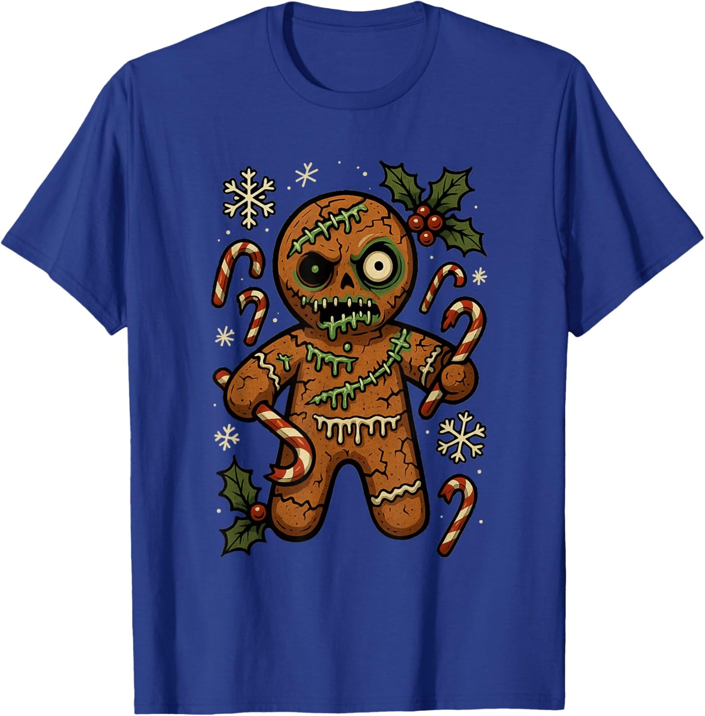 Zombie Gingerbread Man Christmas Zombie T-Shirt - T-Shirt | Royal