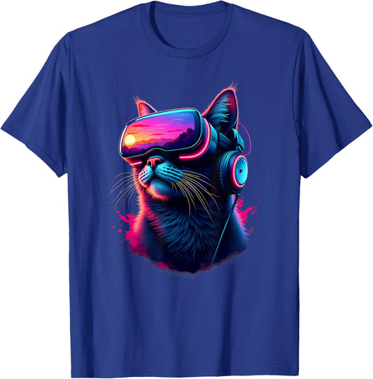 Pastel Goth VR Gamer Cat T-Shirt - T-Shirt | Royal