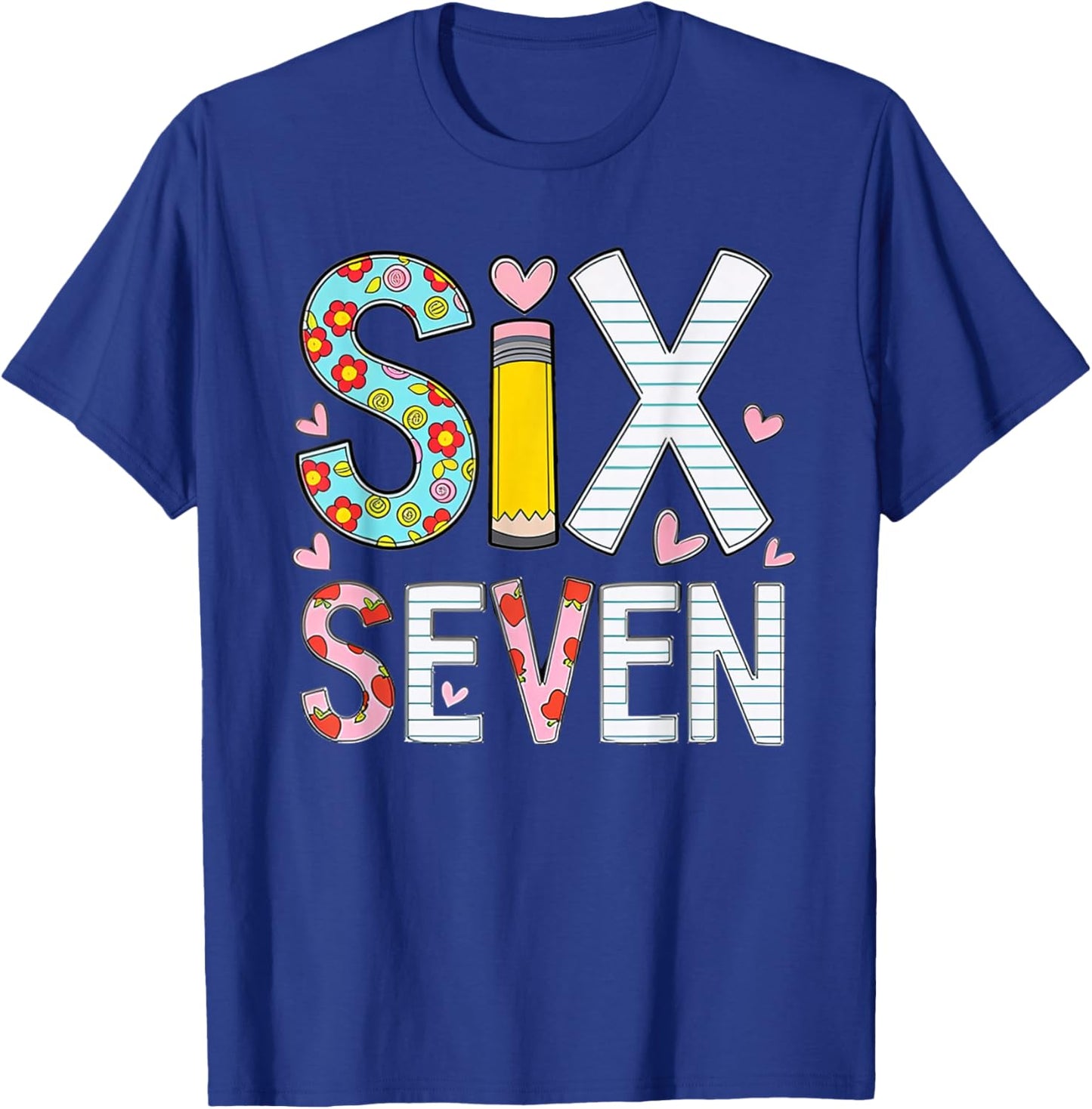 Funny Six Seven 6 7 Meme Teacher Design Women Girls T-Shirt - T-Shirt | Royal