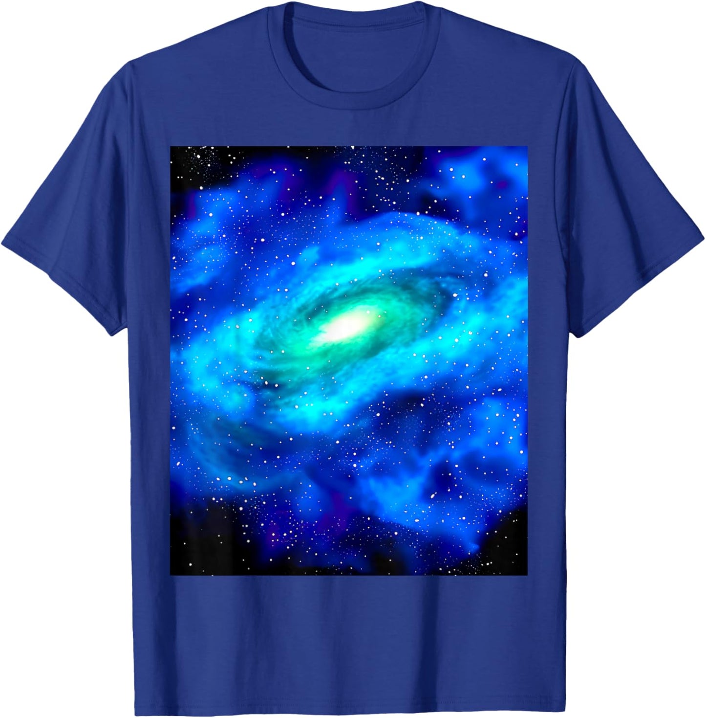 Galaxy Nebula Space Universe Stars Blue Green Pattern Print T-Shirt - T-Shirt | Royal